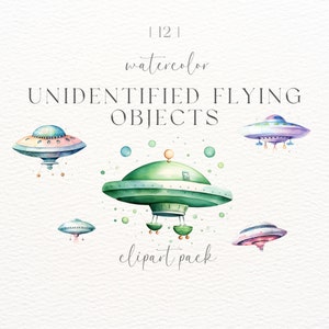 Space Clipart | Ufo Clipart | Printable Digital Clipart Set | Watercolour Ufo | Ufo Png | Commercial Use | Space Png | Alien Ship Clipart