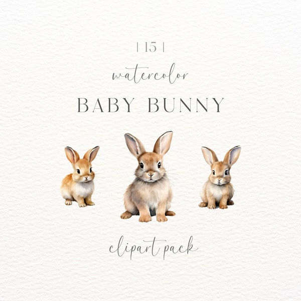 Bunny Clipart | Baby Bunny ClipArt | Nursery Decor Cute Baby Animals | Card Making | Baby Bunny Png | Nursery Clipart | Commercial Use |