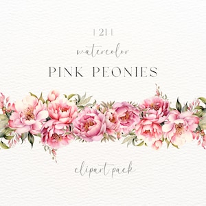 Rosa Pfingstrose Aquarell Clipart | Clipart | Pfingstrose PNG | Frühling Blumen Pfingstrose | Sofort Download | Digitaler Download | Pfingstrose Clip Art | Hochzeit