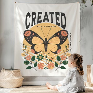 Christian Bible Verse Tapestry Religious Christianity Home Decor Gift Godly Bibleverse Nursery Present Gift Created Butterfly Gift New Etsy