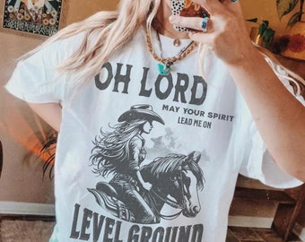 Christian Western Horse Tee: Comfort Colors Oversized Bible Verse Shirt