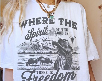 Christian Western Tee: Comfort Colors Bible Verse Oversized Shirt