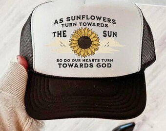 Sunflower Bible Verse Trucker Cap: Christian Religious Hat