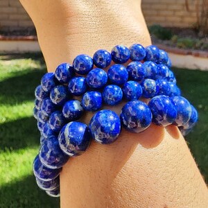 Vibrant Lapis Lazuli Bracelets, 7mm, Truth & Self Awareness, Healing Bracelet, Spiritual Gift, Mens gift, Womens gift