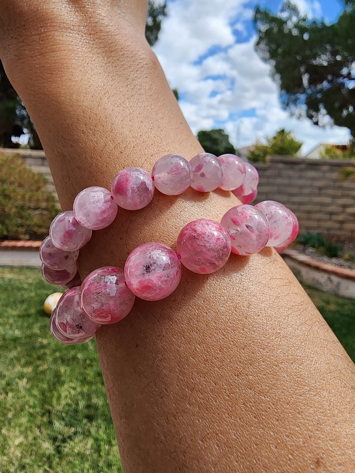 High Quality Sakura Rhodonite Bracelets, 10mm, 12mm, Cherry Blossom ...