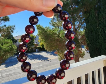 Beautiful Deep Red Garnet 10mm, Red Bracelet, Healing Bracelet, Crystal Gemstone