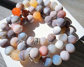 Gorgeous Pink Botswana Agate Bracelets, 10mm, Soothing, Comforting, Protective