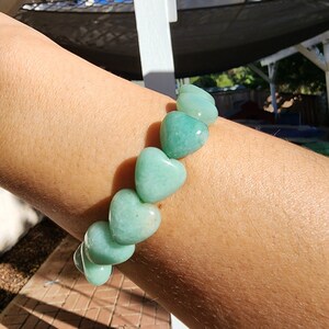 Green Aventurine Heart Bracelet, 13mm Hearts, Grounding, Stability, Inner Peace
