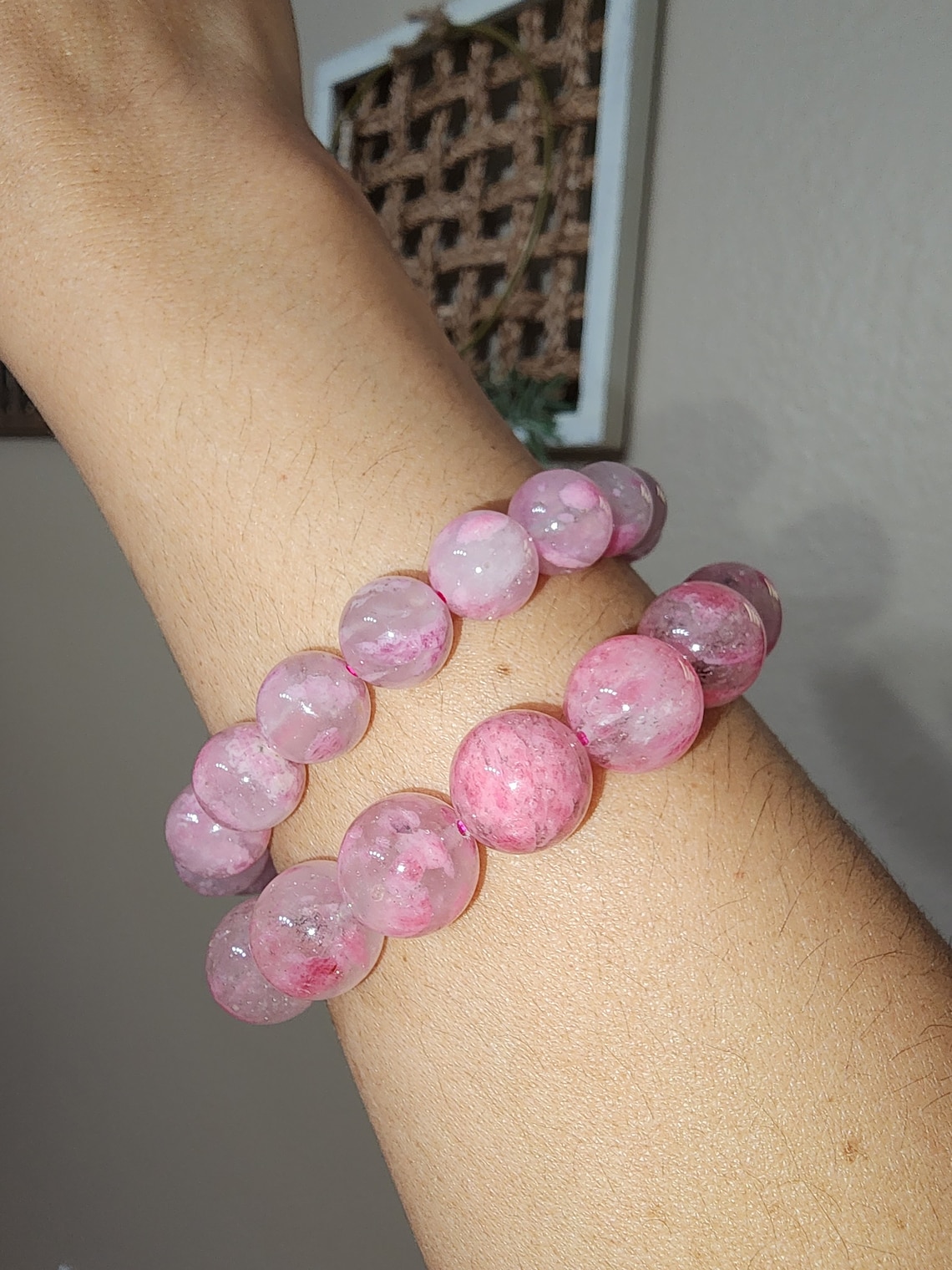 High Quality Sakura Rhodonite Bracelets, 10mm, 12mm, Cherry Blossom ...