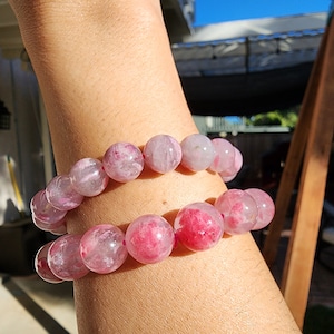High Quality Sakura Rhodonite Bracelets, 10mm, 12mm, Cherry Blossom Rhodonite, Heart Chakra