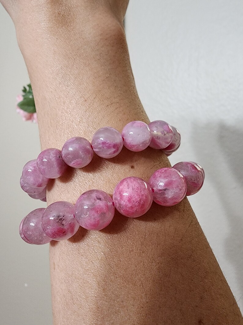 High Quality Sakura Rhodonite Bracelets, 10mm, 12mm, Cherry Blossom ...