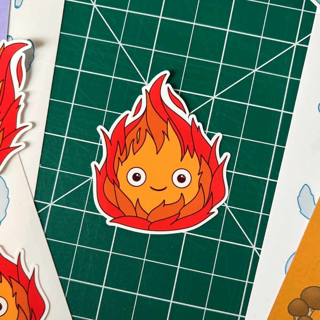 Calcifer Fire Spirit Sticker – Studio Ghibli Inspired Die Cut Vinyl ...