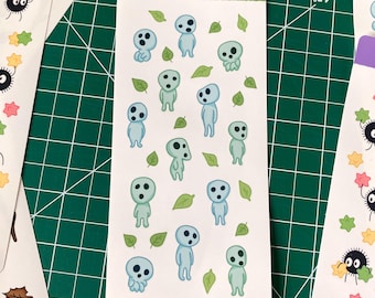Kodama Sticker Sheet – Ghibli Forest Spirits | Cute Studio Ghibli Stickers – Bullet Journal & Planner – Vinyl Stickers