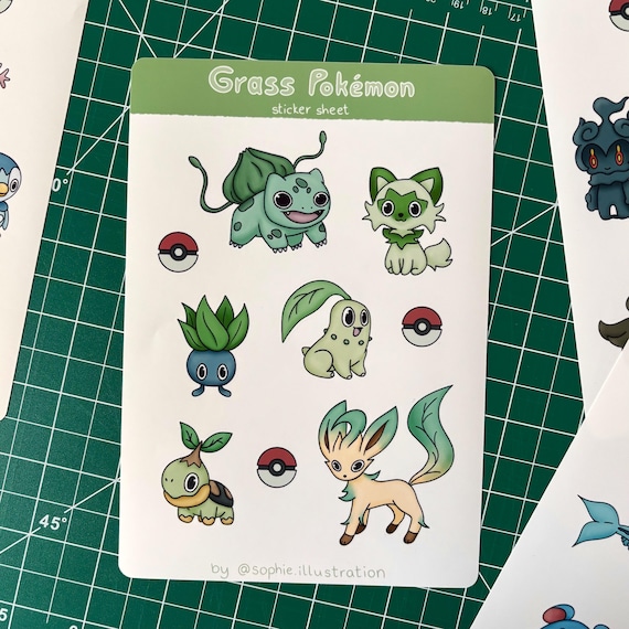 Grass Monster - Fanart Sticker Sheet Inspired By Grass Type Fantasy Creatures | Cute Monster Stickers | Planner Bullet Journal Decor