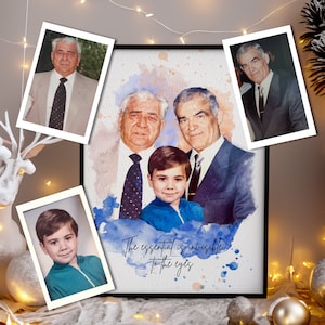 Watercolor Family Portrait from Photo: Custom Memorial Gift (Digital Download)