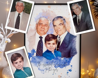 Watercolor Family Portrait from Photo: Custom Memorial Gift (Digital Download)