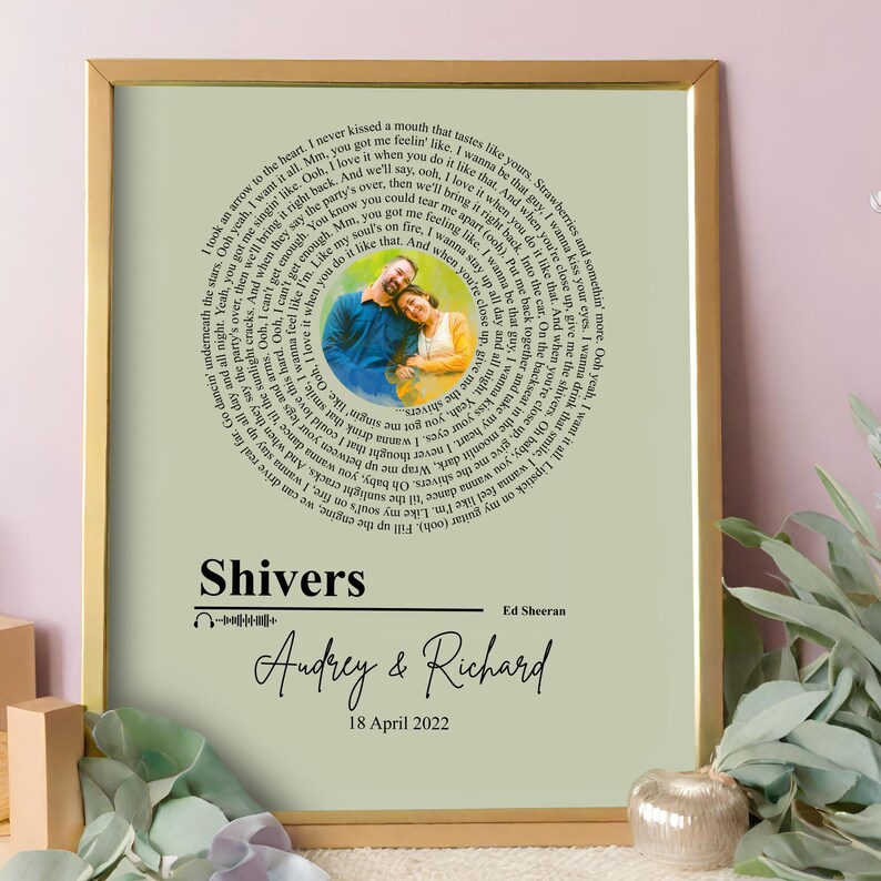 Song Lyrics Wall Art, Song Plaque Custom Anniversary Gifts for Couples