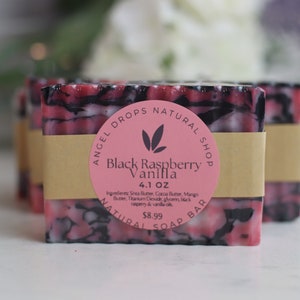 Black Raspberry Vanilla Natural Soap Bar |  gifts under 15