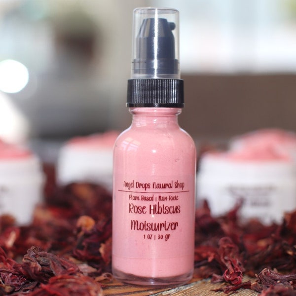 Luxury Rose Hibiscus Face Moisturizer | All Natural | 1 oz, 1.7 oz and 6 oz. | FREE SHIPPING