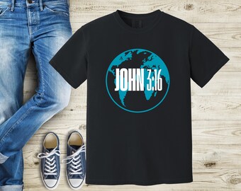 John 3:16 Christian Tee Shirt, Comfort Colors, Christian Tshirt, Christian ShirtsChristian T-Shirts