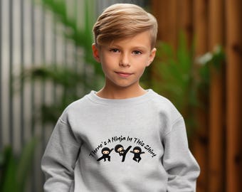 Boy's Ninja Sweatshirt, Kids Unisex Sweatshirt, Child Ninja Sweatshirt