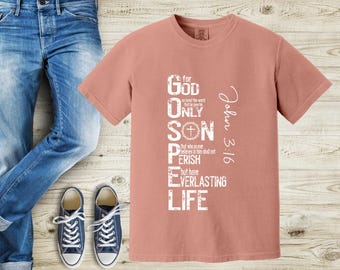John 3:16 Christian Tee Shirt, Christian Shirts, Christian T-Shirt, Bible Verse Shirt