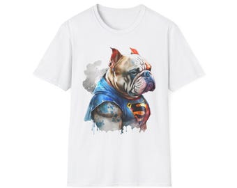 Bulldog Super Hero Tee Shirt, Bulldog Tee, Bulldog Merch