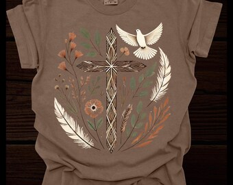 Boho Design Christian Tee Shirt, Christian Boho t shirt, Comfort Colors Woman Faith Shirt, Christian Gift, Jesus ApparelChristian T-Shirts