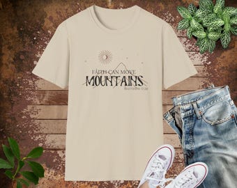 Faith Can Move Mountains Christian Unisex Softstyle T-Shirt, Christian T-shirt, Christian Shirts, Christian Gift