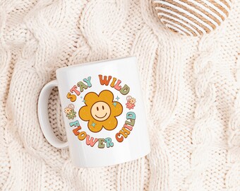 Stay Wild Flower Child Ceramic Mug, Boho Mug