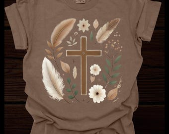 Christian Boho Design Tee Shirt, Comfort Colors, Christian Tshirt Woman Faith Shirt, Christian Gift, Jesus ApparelChristian T-Shirts