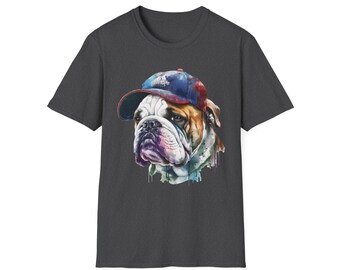 Bulldog Colorful Graphic Unisex Tee Shirt, Bulldog Tee, Bulldog Merch