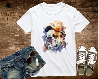 Bulldog ColorfulTee Shirt, Bulldog Tee, Bulldog Merch
