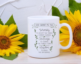 Sobriety Serenity Prayer Coffee Mug, Sobriety Mug, Encouraging Mug