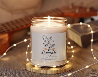 God Is My Refuge Scented Soy Candle, Christian Candle, Scripture Candle,, Scented Candle