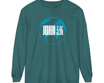 Christian Long Sleeve T-Shirt John 3:16, Christian Shirts, Bible Verse Shirts, Christian Gift IdeaChristian T-Shirts