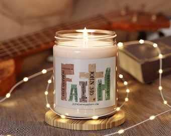 Faith Scented Soy Candle,  Christian Candle, Bible Verse Candle, Christian Gift, Scented Candle