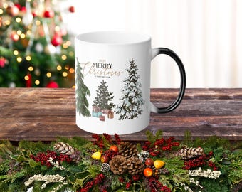 Merry Christmas Color Changing Mug, 11oz, Christmas Tree Mug
