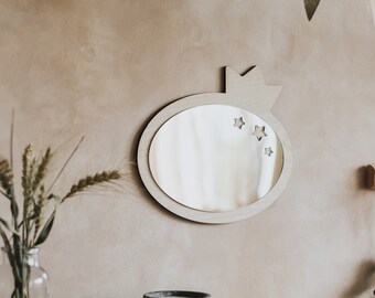 Miroir en bois pour enfants, décoration de chambre de bébé Montessori, verre incassable