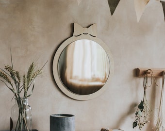Miroir pour enfants en bois fabriqué à la main, verre organique incassable, décoration de chambre d'enfant