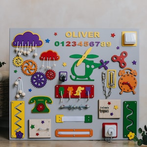Tableau sensoriel en bois, tableau occupé pour tout-petit, tableau d'activités Montessori, cadeau d'anniversaire, tableau Montessori, jouet éducatif pour tout-petits, cadeau