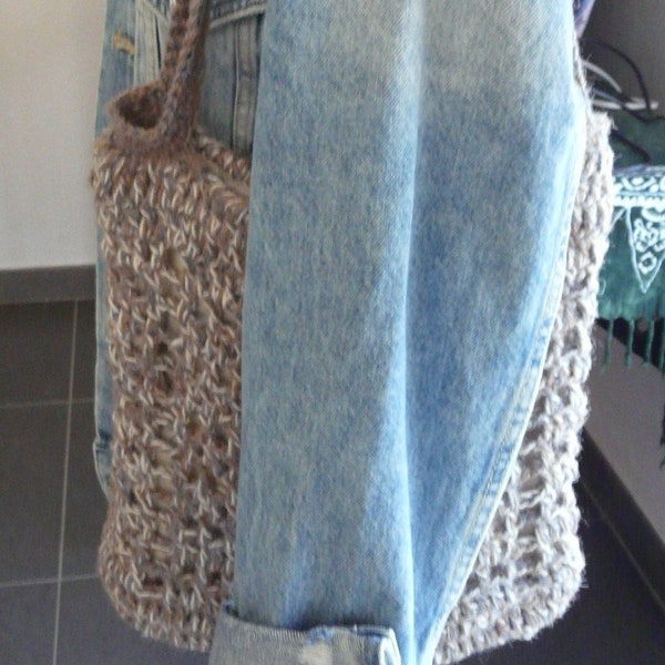 sac chanvre fait main crochet doublé tissu coton