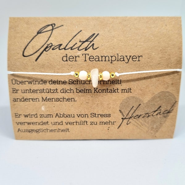 Heilstein-Armband mit Opalith „der Teamplayer“ Edelstein mit versilberten Perlen