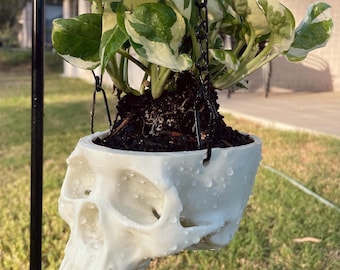 Hanging Skull Planter | Decorative Pot Plant Spooky Plant Bowl | Halloween | Realistic Skull | 3D Printed Creepy Decor | Anatomical Skull