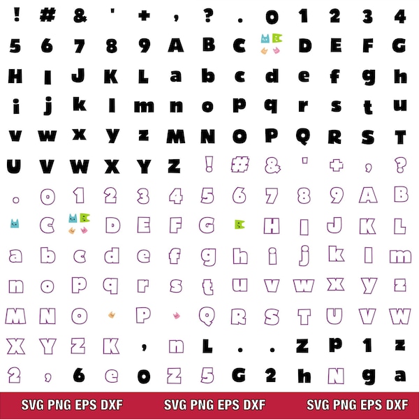 Gabby Dollhouse Font File Set, SVG Bundle LAYERED Cricut Files,Instant Download