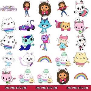 Gabby Dollhouse-bestandsset, SVG-bundel GELAAGDE Cricut-bestanden, onmiddellijke download