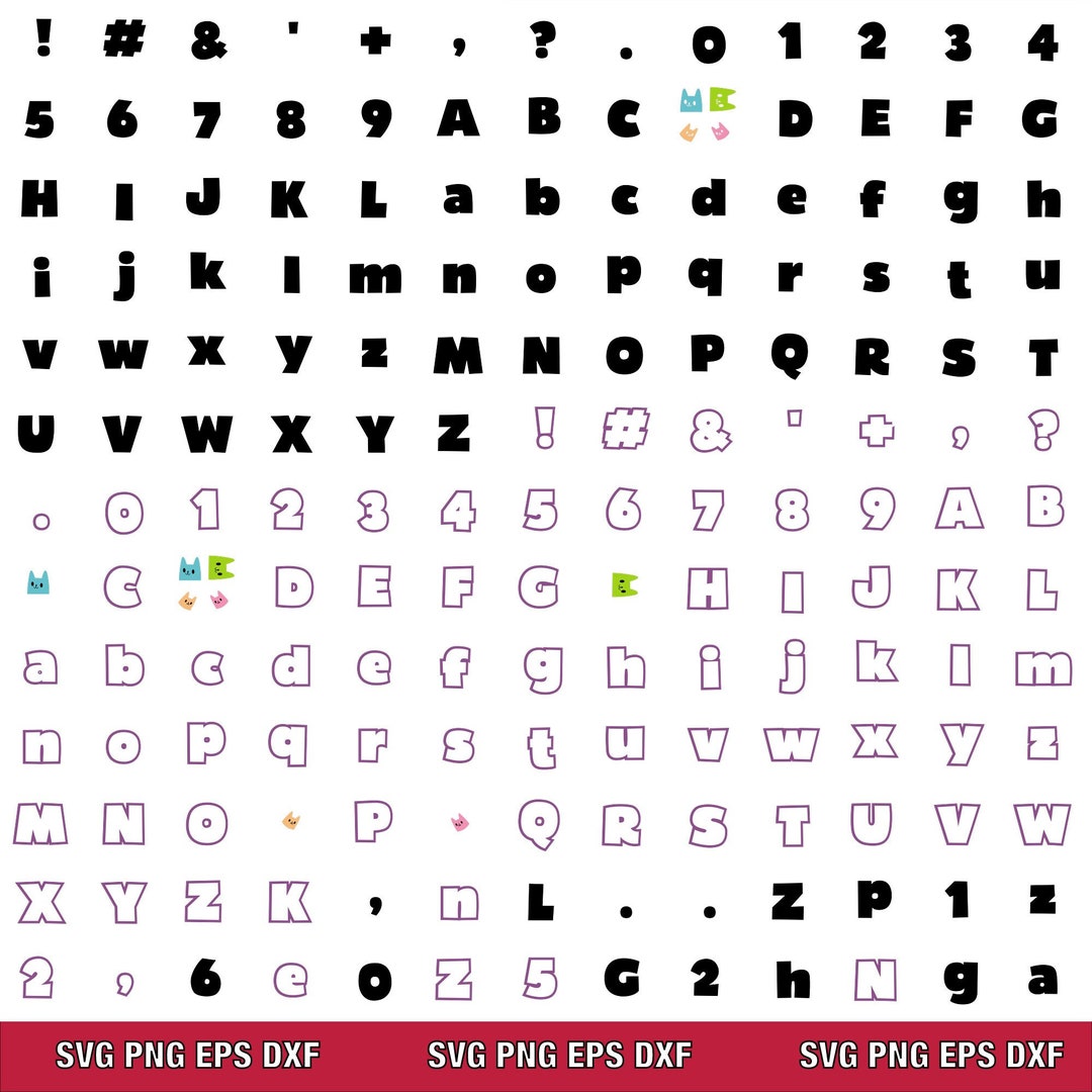 Gabby Dollhouse Font File Set, SVG Bundle LAYERED Cricut Files,instant