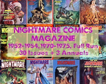 Nightmare Horror Terror Comics Magazine, Black and White Comics, 3 Editions, 33 Issues