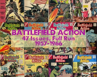 Battlefield Action Comics, Vintage Comics, Complete Collection, Silver Age War Heroes Comic Books, Downloadable Digital Collection 47 Issues