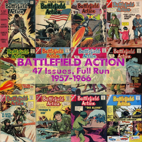 Battlefield Action Comics, Vintage Comics, Complete Collection, Silver Age War Heroes Comic Books, Downloadable Digital Collection 47 Issues